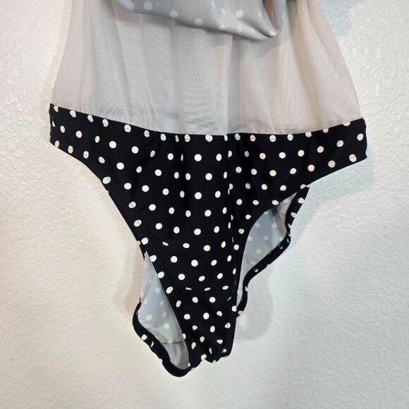 Lauren Ralph Lauren One Piece Swim Dress Women 18W Black Polka Dot Cross Strap - Picture 5 of 12